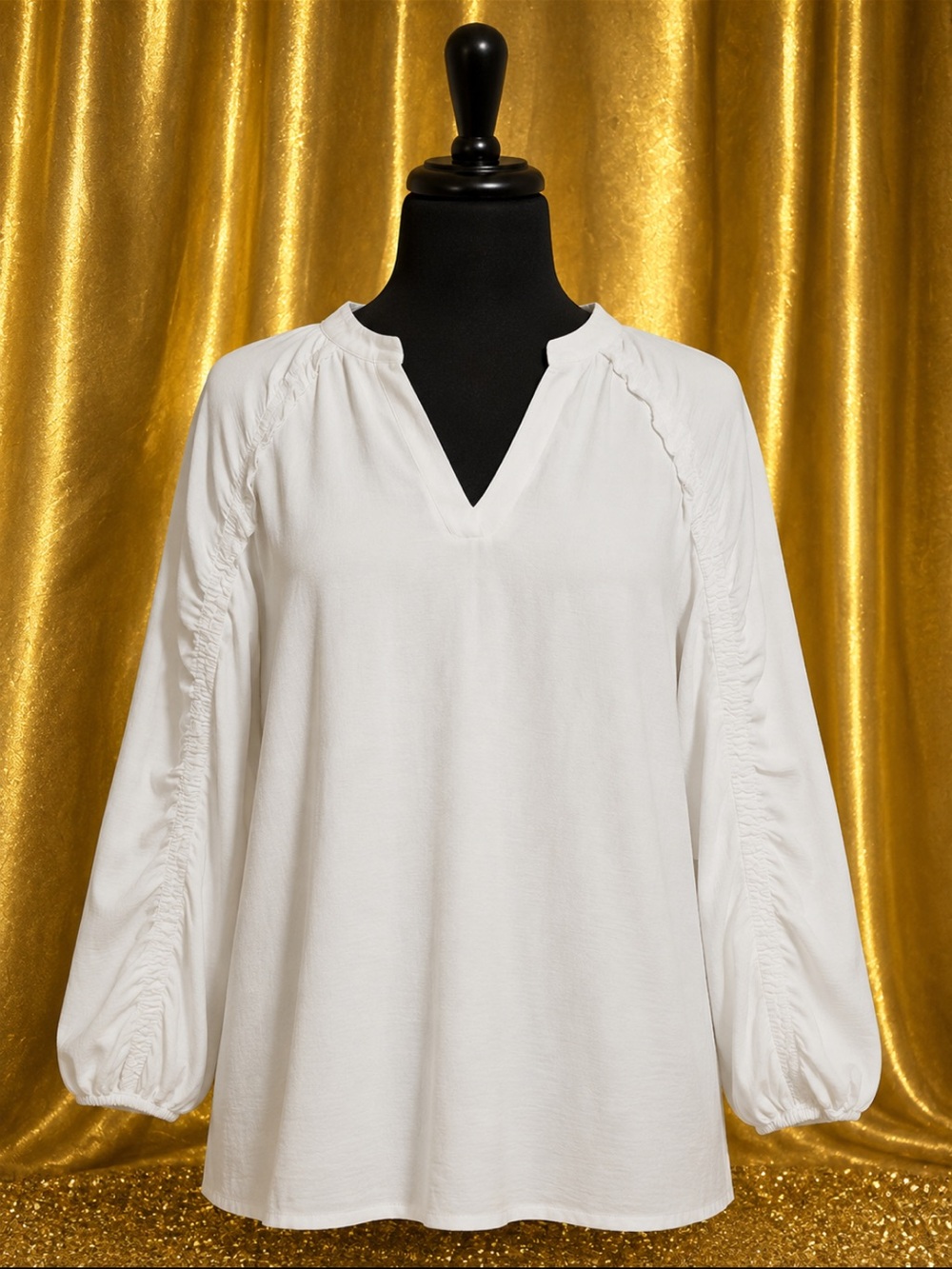 Women's White V-Neck Tunic Top